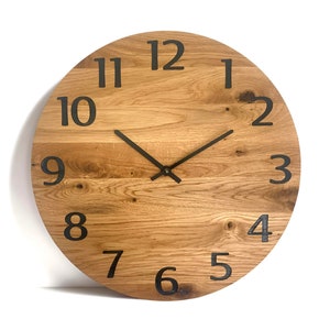 Houten Klok SLIM Zwart, Wandklokken, Grote Klokken, Houten Klokken, Eikenhouten Wandklokken, Moderne Klokken, Klassieke Klokken afbeelding 2