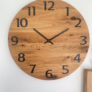 Houten Klok SLIM Zwart, Wandklokken, Grote Klokken, Houten Klokken, Eikenhouten Wandklokken, Moderne Klokken, Klassieke Klokken afbeelding 8