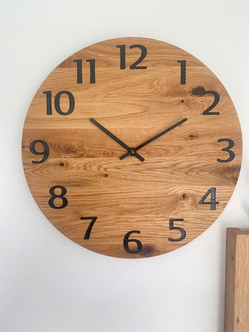 Houten Klok SLIM Zwart, Wandklokken, Grote Klokken, Houten Klokken, Eikenhouten Wandklokken, Moderne Klokken, Klassieke Klokken afbeelding 8