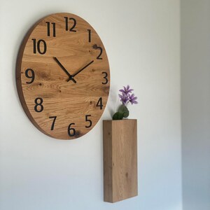 Houten Klok SLIM Zwart, Wandklokken, Grote Klokken, Houten Klokken, Eikenhouten Wandklokken, Moderne Klokken, Klassieke Klokken afbeelding 7