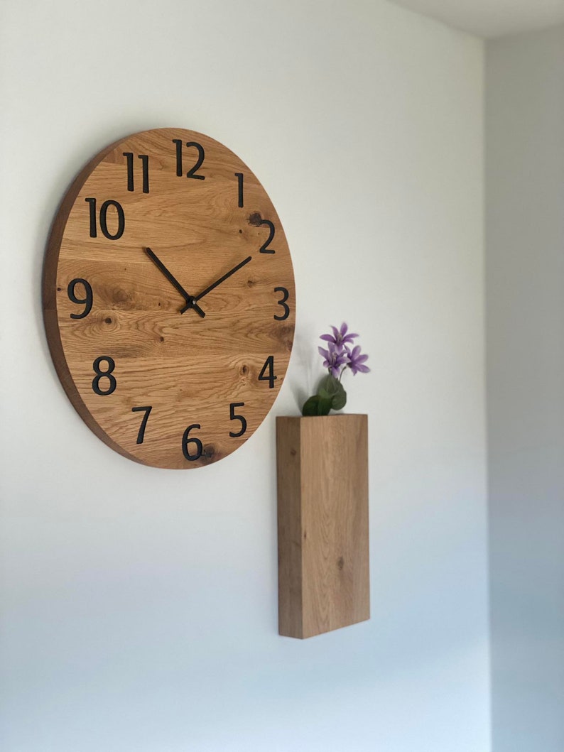 Houten Klok SLIM Zwart, Wandklokken, Grote Klokken, Houten Klokken, Eikenhouten Wandklokken, Moderne Klokken, Klassieke Klokken afbeelding 7