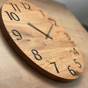 Houten Klok SLIM Zwart, Wandklokken, Grote Klokken, Houten Klokken, Eikenhouten Wandklokken, Moderne Klokken, Klassieke Klokken afbeelding 3