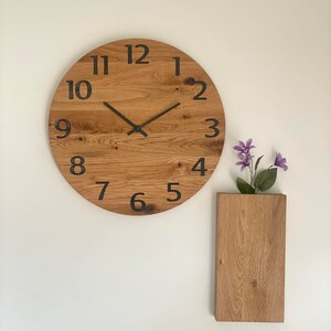 Houten Klok SLIM Zwart, Wandklokken, Grote Klokken, Houten Klokken, Eikenhouten Wandklokken, Moderne Klokken, Klassieke Klokken afbeelding 5