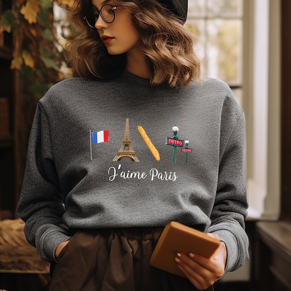 Sweatshirt Ich Liebe Paris,  J'aime Paris, Paris Shirt, Frankreich Shirt, Stadt Pullover, Frankreich Pullover, Paris Fan, Eiffelturm Shirt