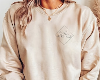 Mountain Sweater, Mountain Hoodie, Shirt Mountain and Forest, Aesthetic Sweatshirt, Outdoor Sweater, Camping Sweater, Adventure Shirt