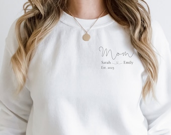 Personalisierter Pullover Mom, Mom personalisiertes Sweatshirt, Mama personalisiertes Shirt, personalisiertes T-Shirt, Mama Geschenk