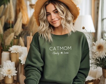 Personalisierter Pullover Catmom, Catmom personalisiertes Shirt, personalisiertes Sweatshirt, Catmom Hoodie, Catmom Geschenk Idee