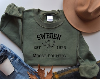 Sweden Sweatshirt, Sweden Sweater, Sweden Hoodie, Moose Sweater, Outdoor Sweater, Adventure Hoodie, Travel Sweater, Sweden Fan