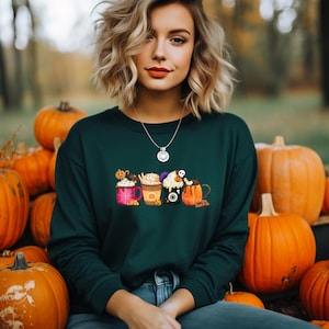 Halloween Sweater Halloween Coffee, Fall Sweater, Coffee Lover, Halloween Sweatshirt, Scary Halloween Sweater, Pumpkin Sweater, Autumn