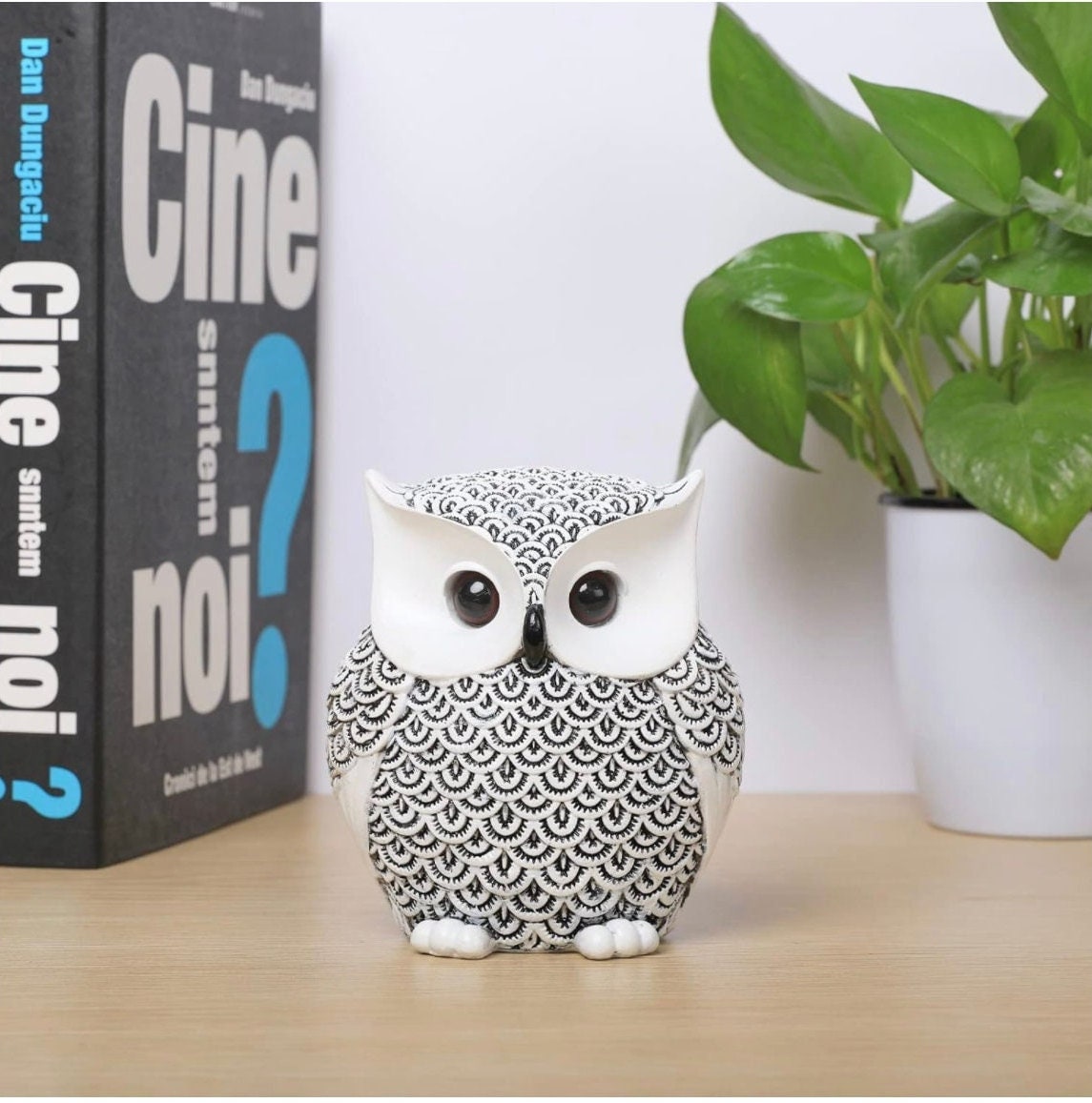 Modern Owl Statue: Resin Bookshelf Decor, Good Luck Charm