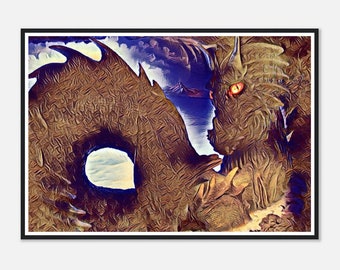 Gouden Draak | Affiche | Kunst | Fantasie | Muur