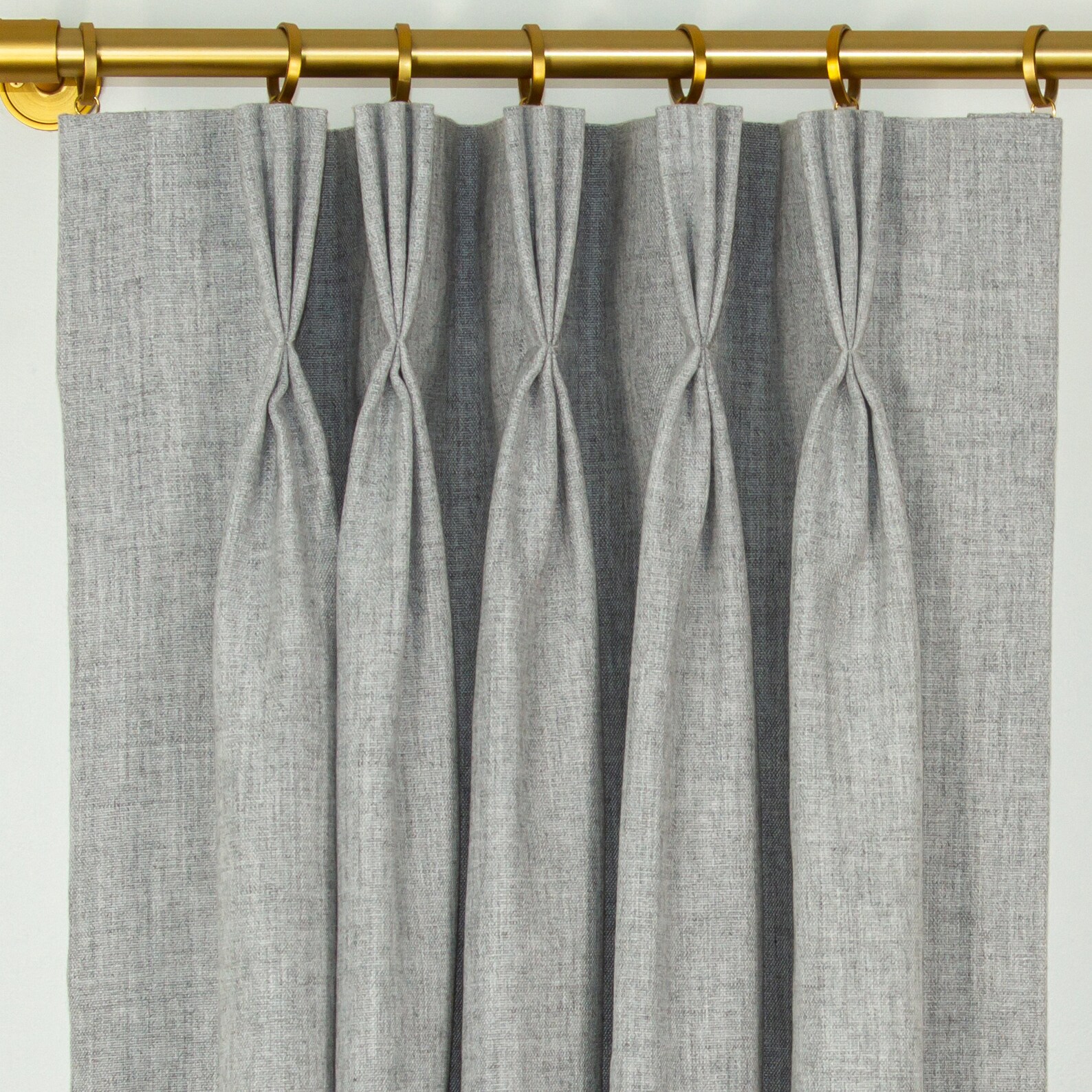 Custom Pinch Pleat Drapes or Curtain Panels in Logan Light Gray Linen