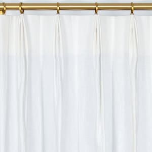 Custom Pinch Pleat Drapes or Curtain Panels in Tuscany White 100% Linen Fabric with Blackout or Thermal Lining for Living or Bedroom