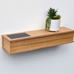 60cm Narrow Floating Drawer Console - Minimalist Wooden Entryway Hallway Organizer - Modern Oak Floating Shelf - Wall Mounted Key Holder