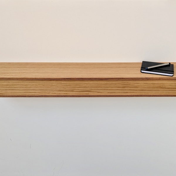 Oak Floating Shelf Drawer 100 cm Narrow Console Contemporary Minimalist Dog Lead Storage First Impressions Hallway Ideas Soundbar Shelf