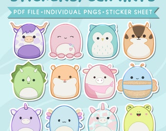 Squishmallows Sticker Set Printable Squishmallows PNG Digital Squishmallows Clip Art Cute Animal PNG Instant Download