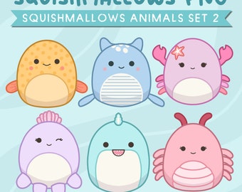 Squishmallows PNG Squishmallows Clipart Squishmallows Sea Animal Squad PNG with Transparent Background Instant Download