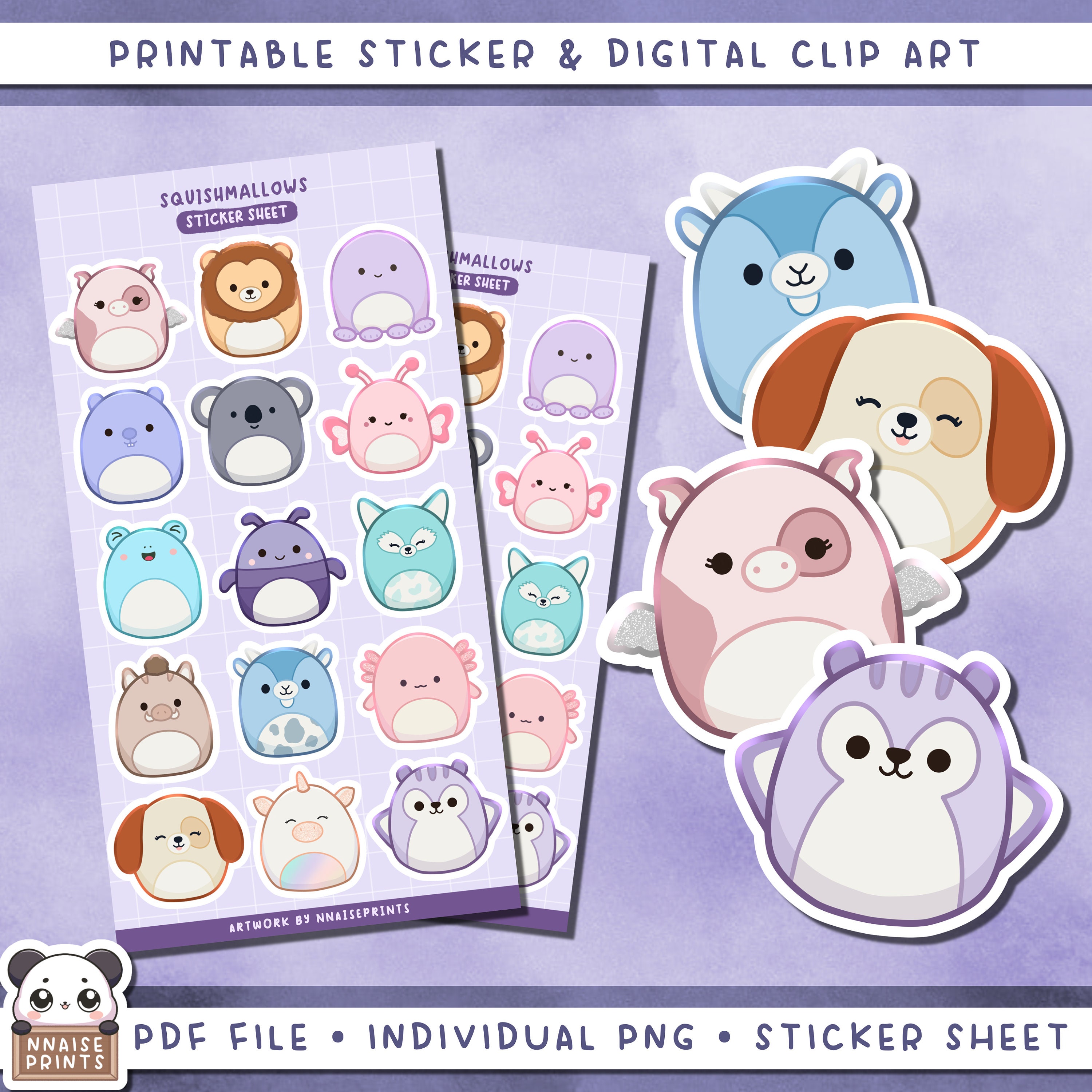 Squishmallows Sticker Set Printable Cute Squishmallows Sticker - Etsy UK