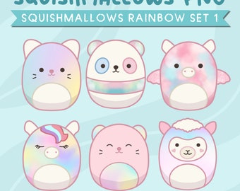 Squishmallows PNG Squishmallows Clipart Squishmallows Rainbow Pink Squad PNG with Transparent Background Instant Download