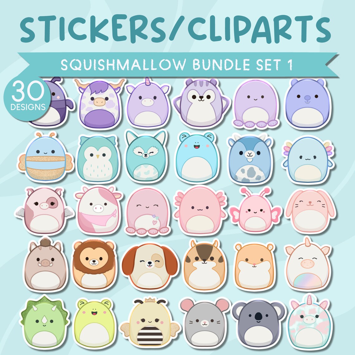 Squishmallows Stickers Bundle Printable Squishmallows Clip Art Bundle ...