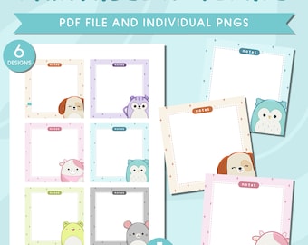 Squishmallows Notepad Printable Cute Squishmallows Memo Sheet Digital Animal Art Memo Pad Cute Printable Stationery Instant Download