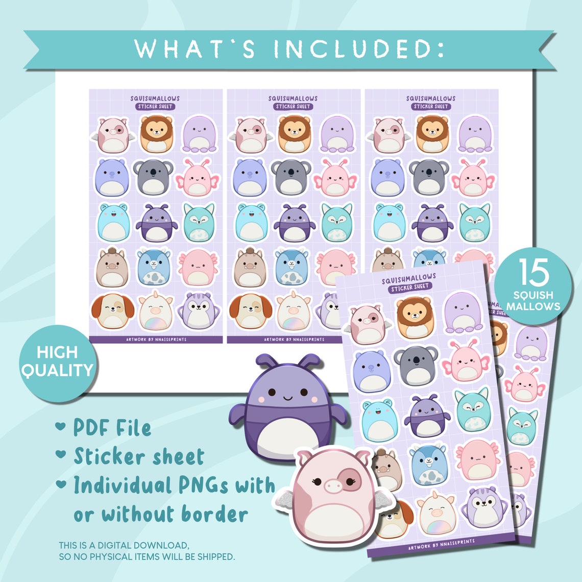 Squishmallows Sticker Set Printable Cute Squishmallows Sticker Sheet ...