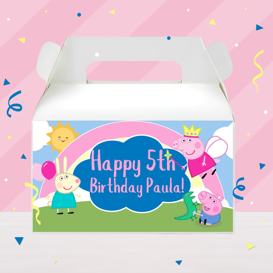 Peppa Pig Gable Box Label Printable Peppa Pig Birthday Party Favor Gift Box Peppa Pig Editable ...