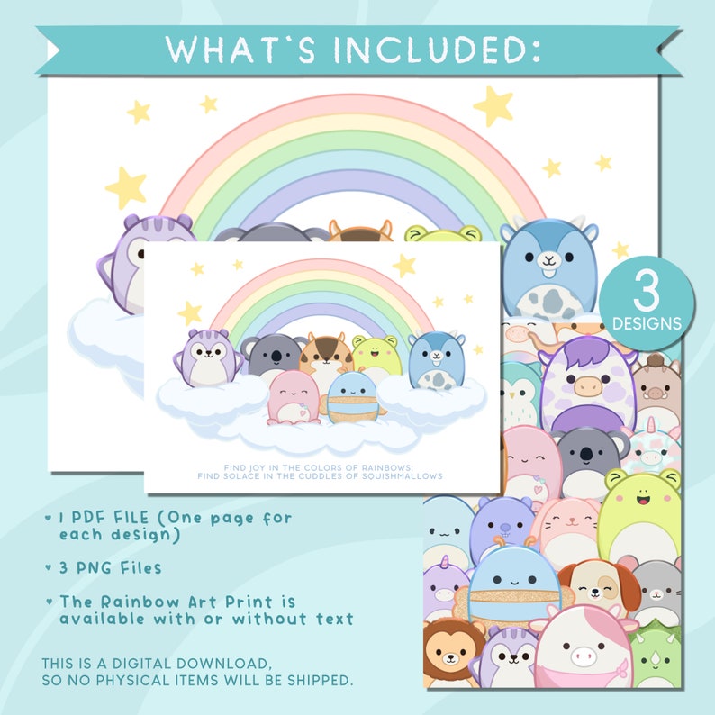 Squishmallows Art Print Set Printable Squishmallow Wall Art Poster ...