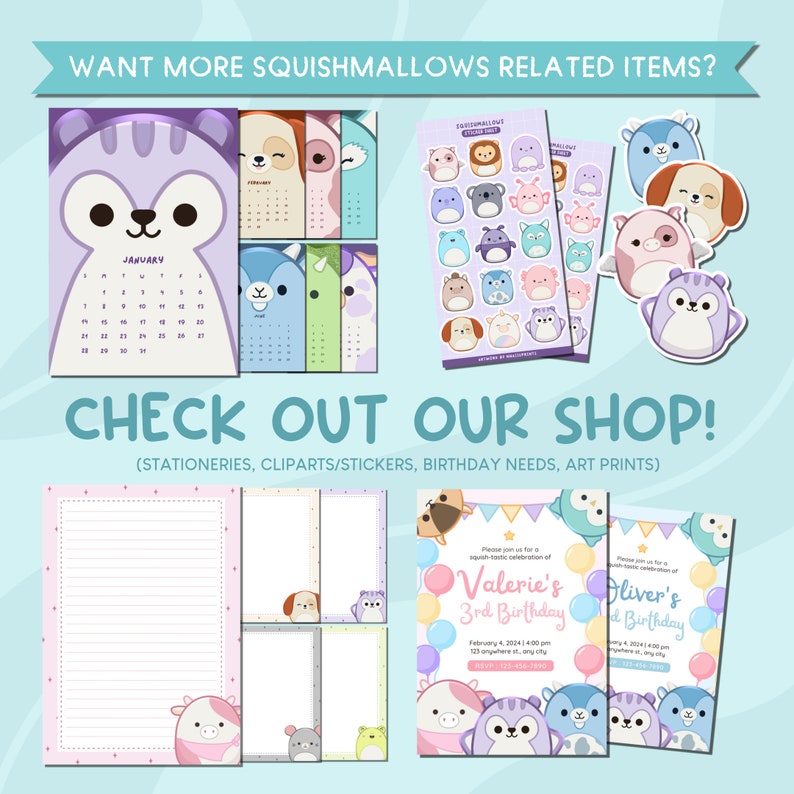Squishmallows 2024 Monthly Calendar Printable Cute Calendar
