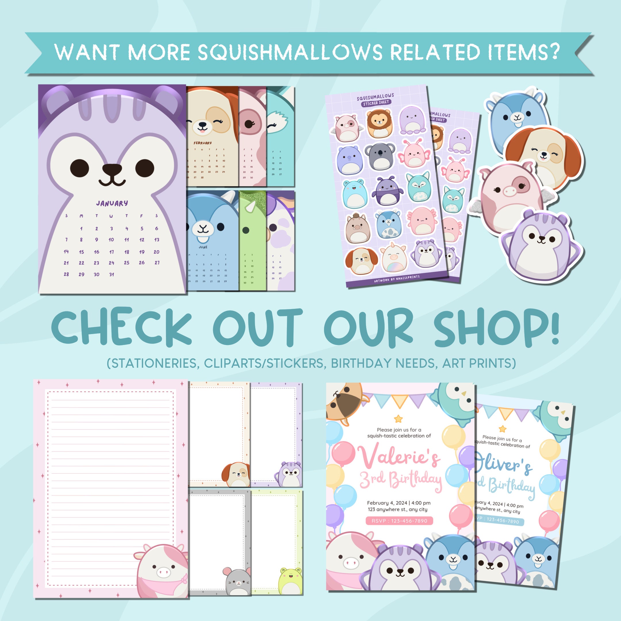 Squishmallows 2024 Monthly Calendar Printable Cute Calendar