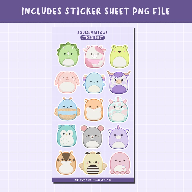 Squishmallows Sticker Set Printable Kawaii Sticker Sheet - Etsy UK