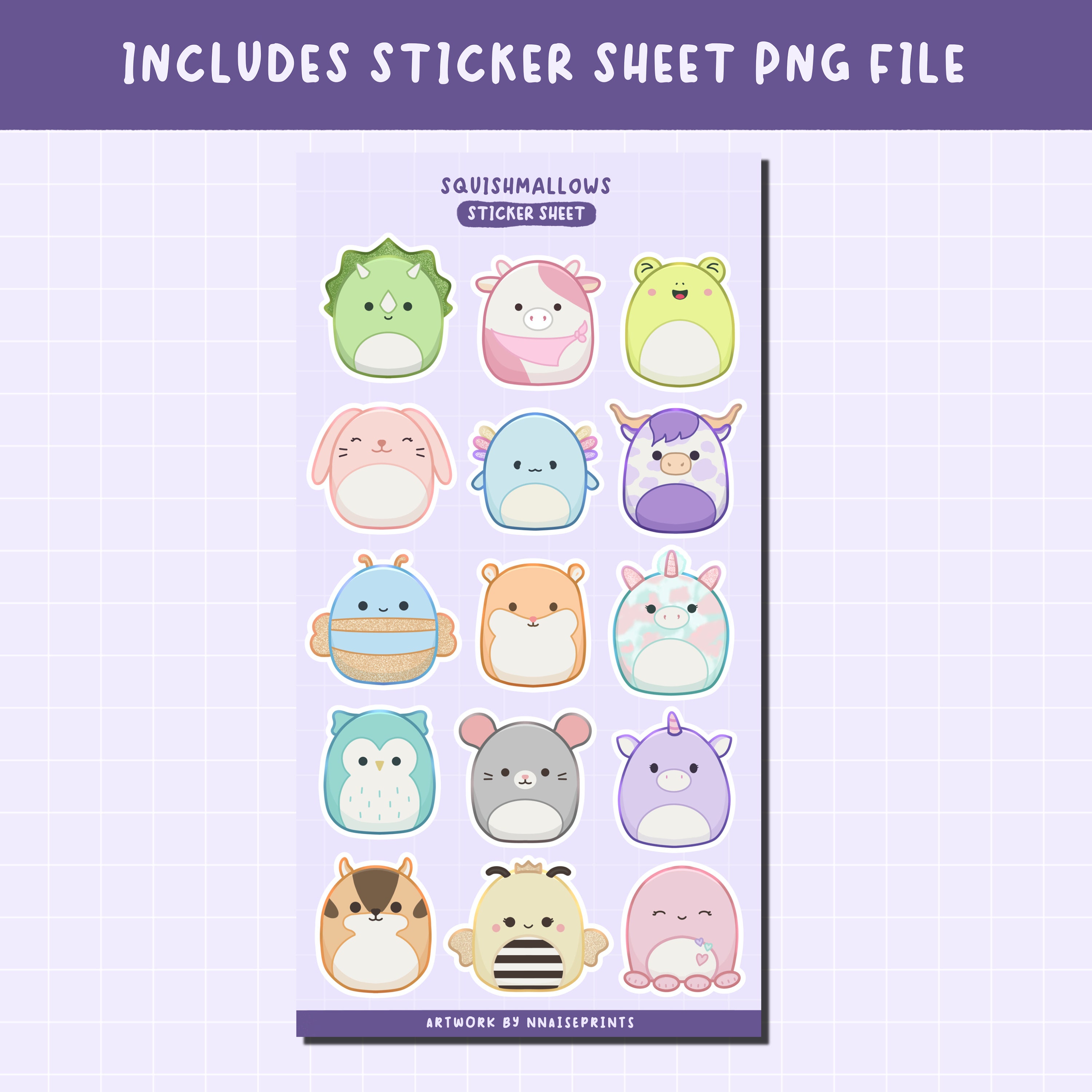 Squishmallows Sticker Set Printable Kawaii Sticker Sheet - Etsy UK
