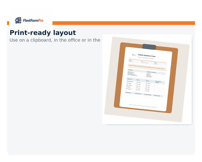 Vehicle Handover Form, Fleet Sign Out Sheet, Editable PDF (digital ...