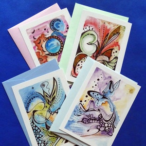 Cartes postales aquarelle abstrait