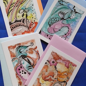 Cartes postales aquarelle abstrait