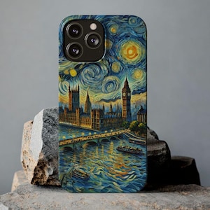 Sternenklare Nacht - London Themed Phone Case - Van Gogh Sternennacht und Big Ben Design/ Stilvolle und künstlerische iPhone Hülle