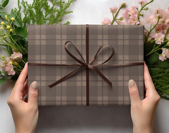 Dark Brown Plaid Wrapping Paper 