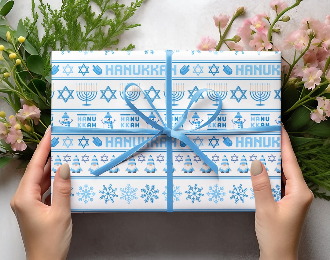 Hanukkah Wrapping Paper Seasonal Wrapping Paper Hanukkah Etsy