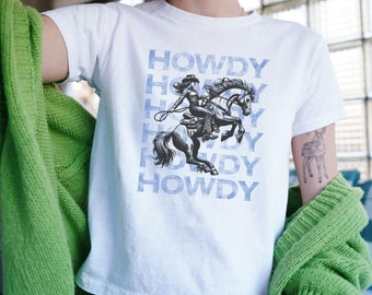 Howdy Baby Tee, Y2k Baby Tee, Western Shirt, 90s Crop Top, Western Baby Tee, Cowgirl Baby Tee, Coastal Cowgirl, Country Girl Aesthetic