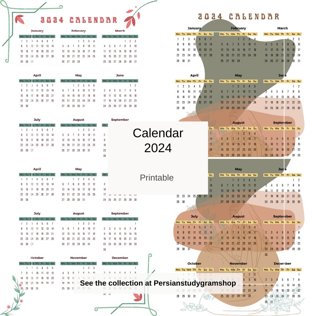 10 Different Types of Calendar Printable - Etsy
