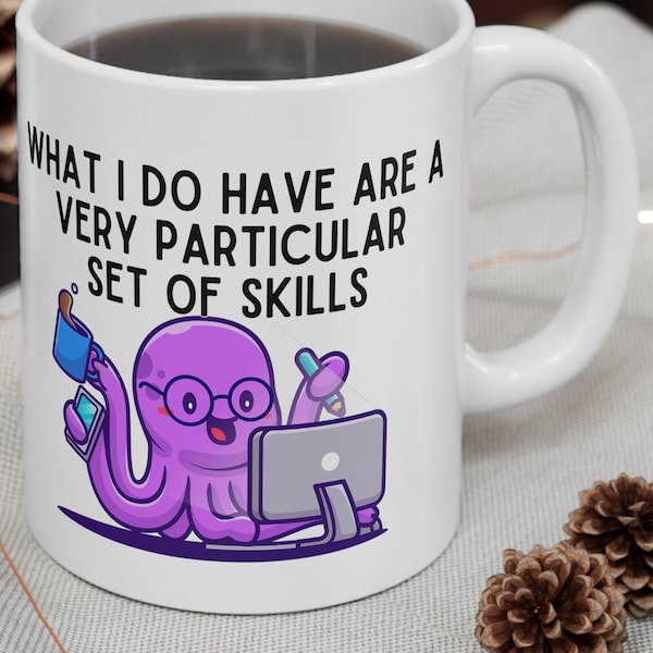 Particular set of skills mug Multitasking Octopus cup Skill Productivity Lovers versatility efficiency juggling mug Liam Neeson taken