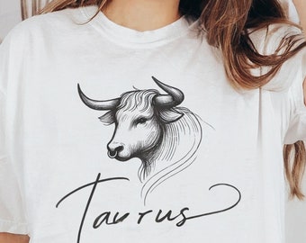 Taurus Zodiac T-Shirt, Bull Head Sketch Design