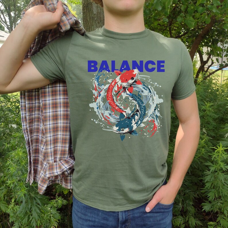 Yin Yang Koi Fish Balance T-shirt Symbolic Zen Harmony Graphic T-shirt ...