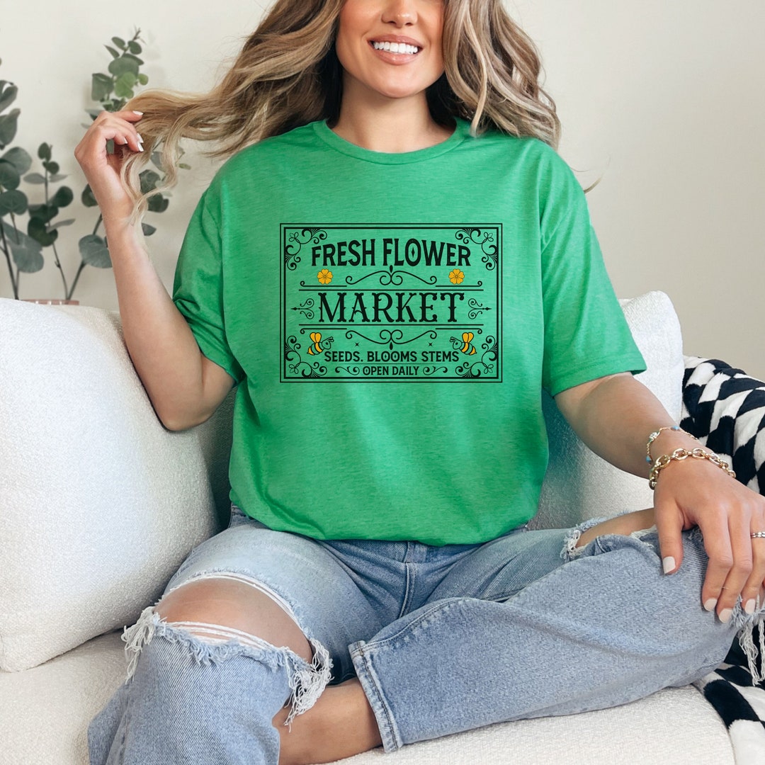 Organic cotton t-shirt - FLOWERSHOP red yellow - Retro flower and circle print main image 1