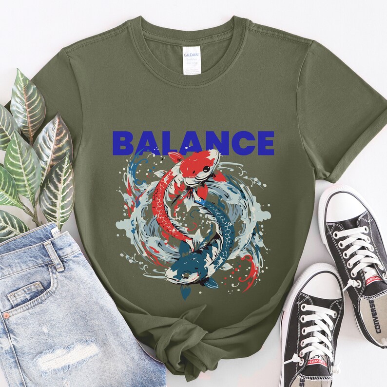Yin Yang Koi Fish Balance T-shirt Symbolic Zen Harmony Graphic T-shirt ...
