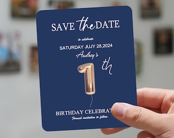 First Birthday Save the Date Magnets, Personalized Fridge Magnets, 1st Year Birthday Invitation Magnet, Party Favors