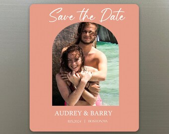 Modern Arch Personalized Photo Magnets, Save the Date Magnets, Wedding Invitation Magnet, Wedding Favors, Various Colors and Fonts