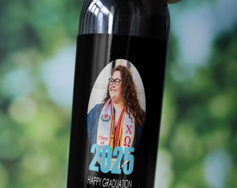 Class of 2025 College Graduation Wine Label, Happy Graduation Wine Label, Custom Wine Sticker with Photo, Graduation Party Wine Gift