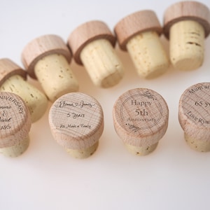 Anniversary Wine Bottle Stopper, Personalized Engraved Party Favor, Cork Bottle Stopper, Custom Wine Stopper, Wedding Anniversary Gift
