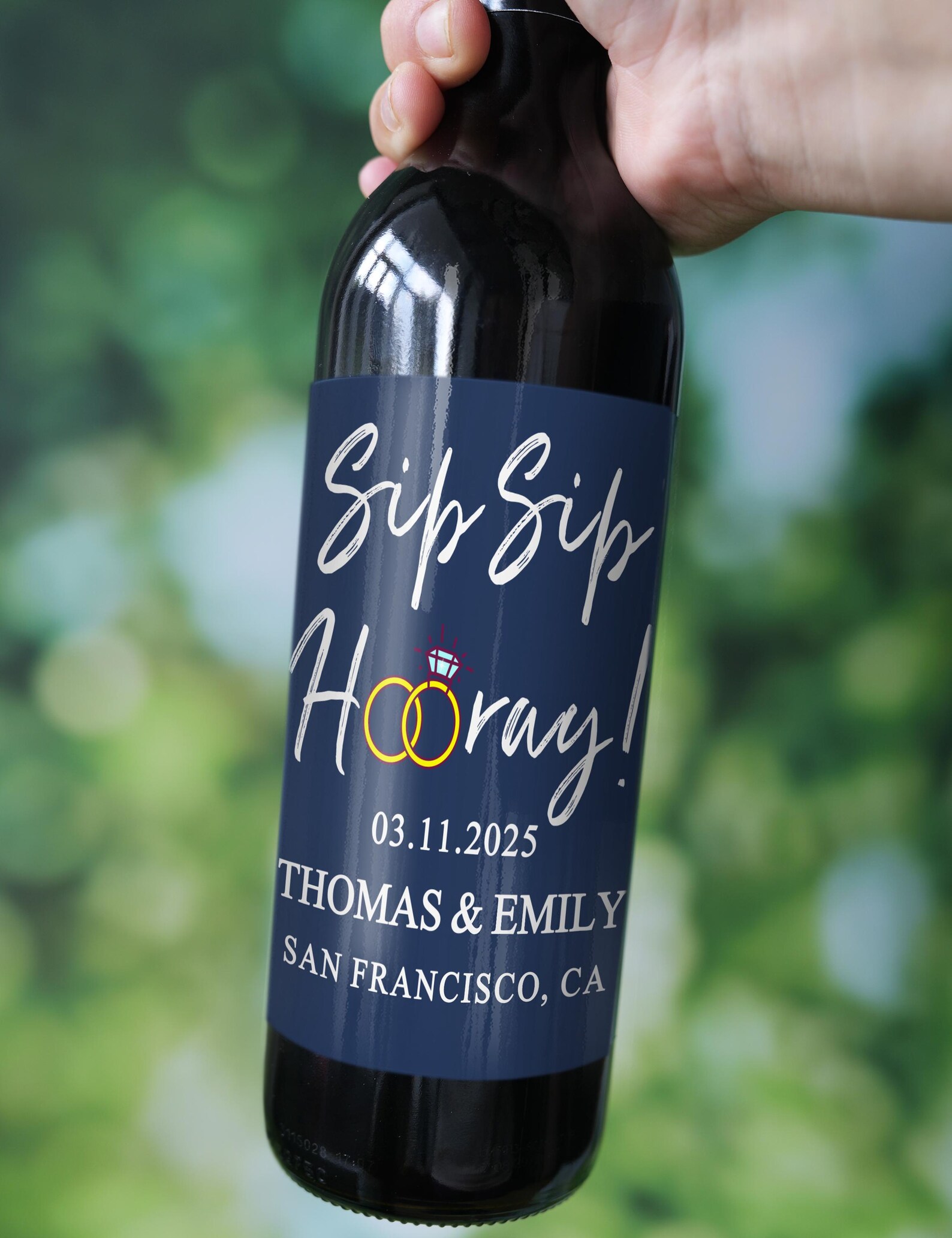 Sip Sip Hooray Wedding Wine Label, Personalized Engagement Wine Label ...